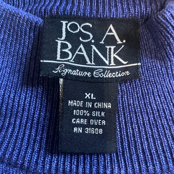 Mens 100% silk mock turtleneck sweater size XL Royal blue - Picture 2 of 3